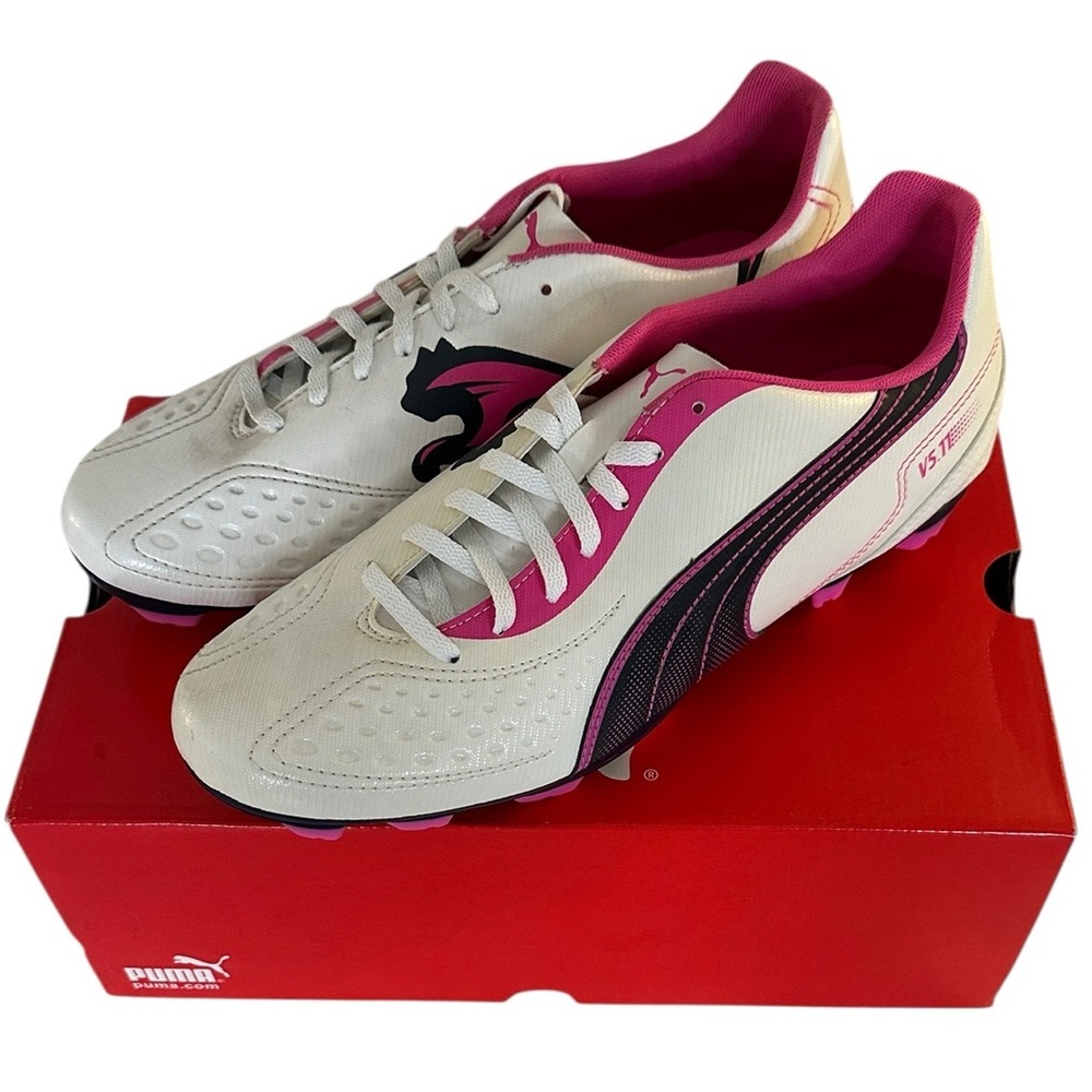 Puma‎ Women's V5.11 White New Navy Fluo Pink Cleats Size 9 New in Box!